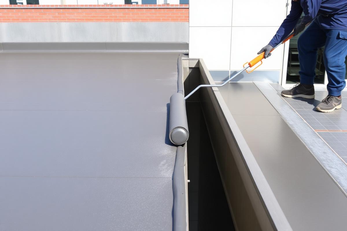 Aplicación de membrana impermeabilizante en una terraza con rodillo